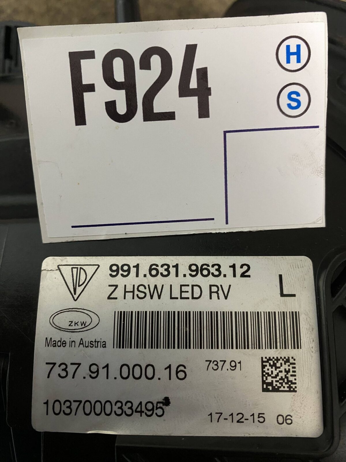 Faruri Porsche 911 991 2018 99163196312 F924 7379100016 103700033495