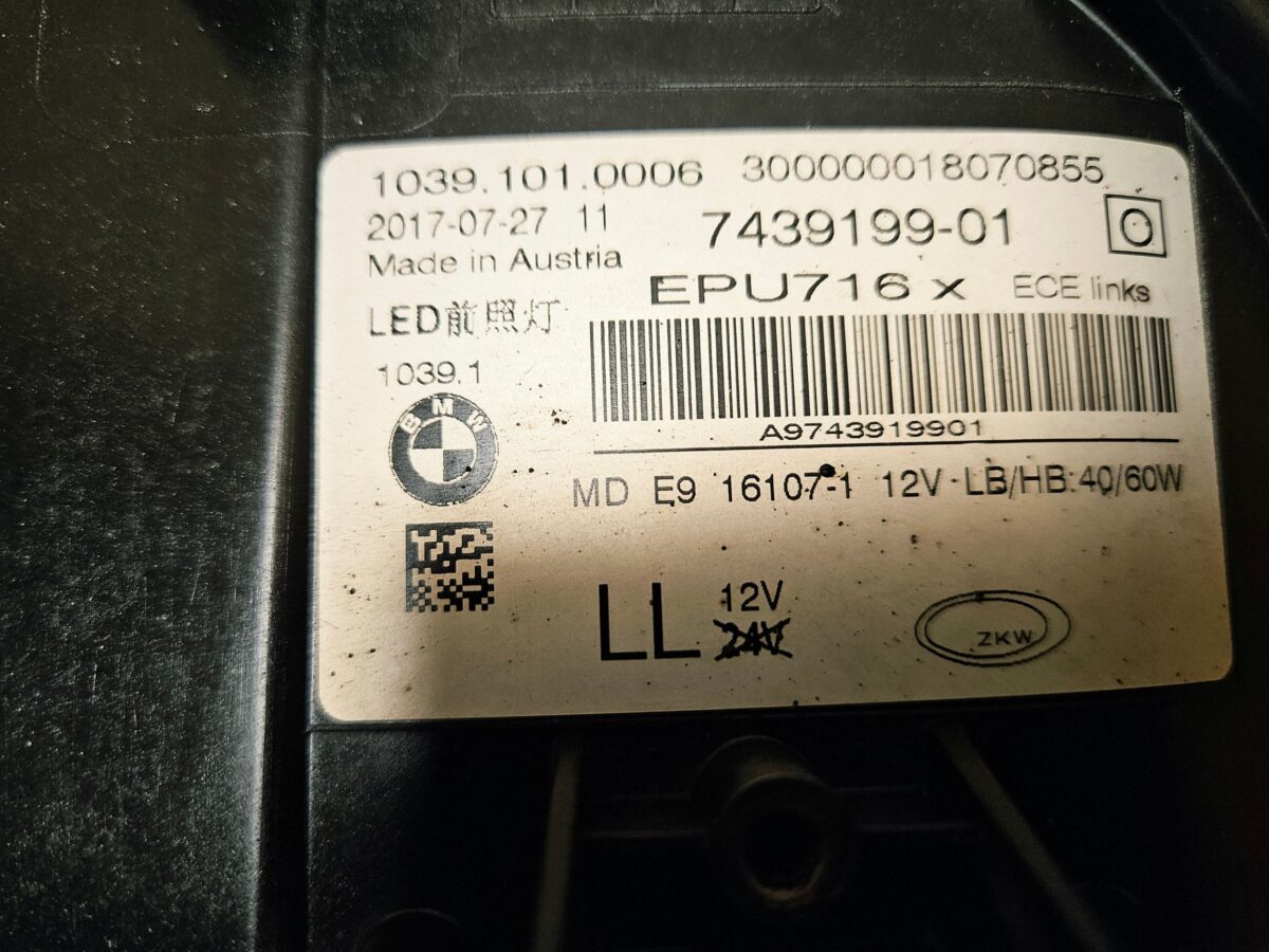 Faruri Stânga BMW Series 5 G30 G31 G38 2018 7439199 F3922
